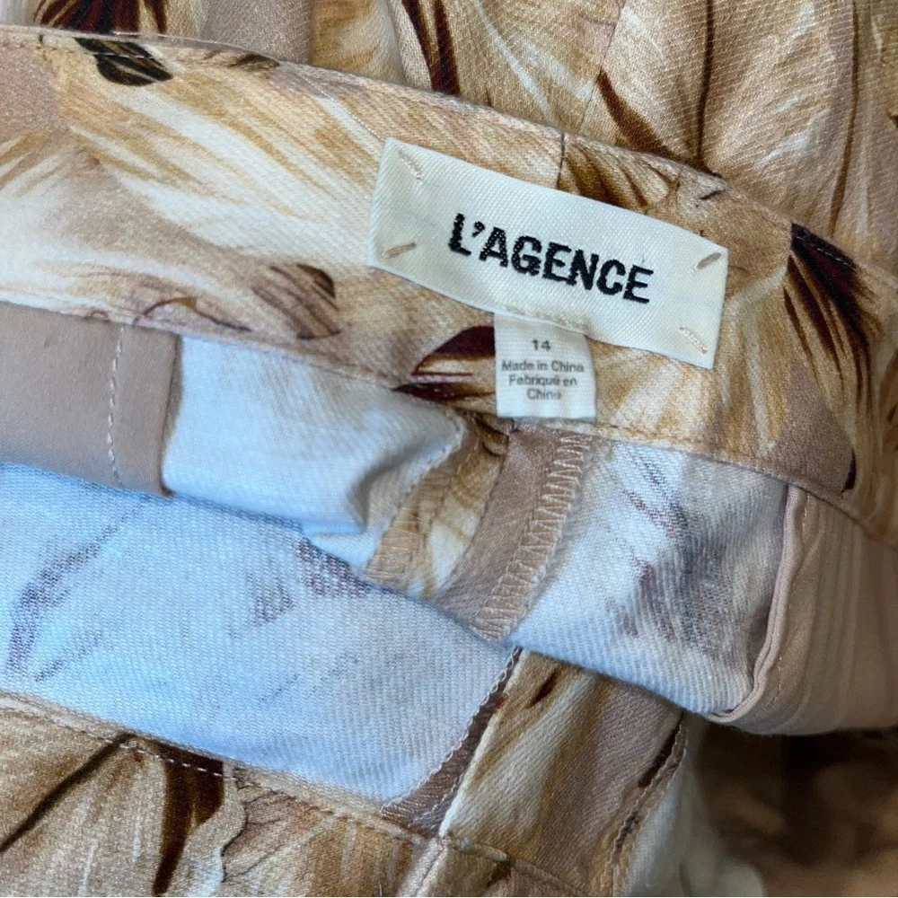 l’agence linen blend  safari shorts tan leaves palms 14 - Picture 6 of 7
